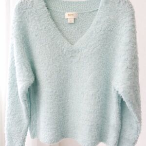 Maeve by Anthropologie Mint Fuzzy Sweater | Soft Knit Pullover | Size XS